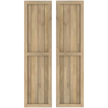 Americraft 4-Board Exterior Wood 2 Equal Panel Framed Board-n-Batten Shutters, ARW101BF414X33UNH